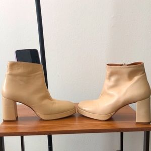 miista beige leather ankle boots us 6.5 lambskin wedge euro 37 made in Spain